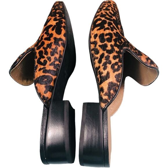 Matisse Lacy Tan Leopard Animal Print Calf Hair Leather Mules - Picture 8 of 13